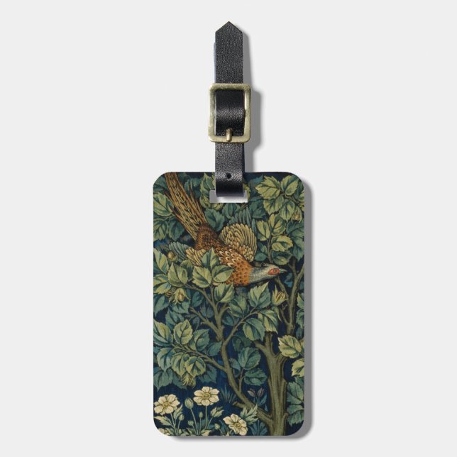 Etiqueta Para Maletas William Morris Pheasant Bird Tree Woodland (Frente Vertical)