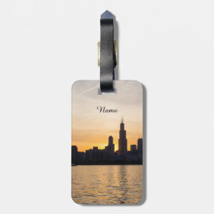 Etiqueta Para Maletas Willis Tower Sunset Silhouette