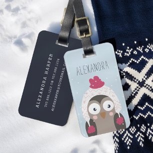 Etiqueta Para Maletas Winter Owl Personalized Bag Tag Sky
