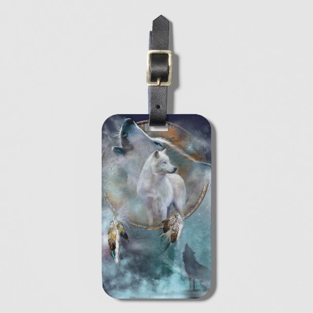 Etiqueta Para Maletas Wolves y Dreamcatcher (Anverso vertical)