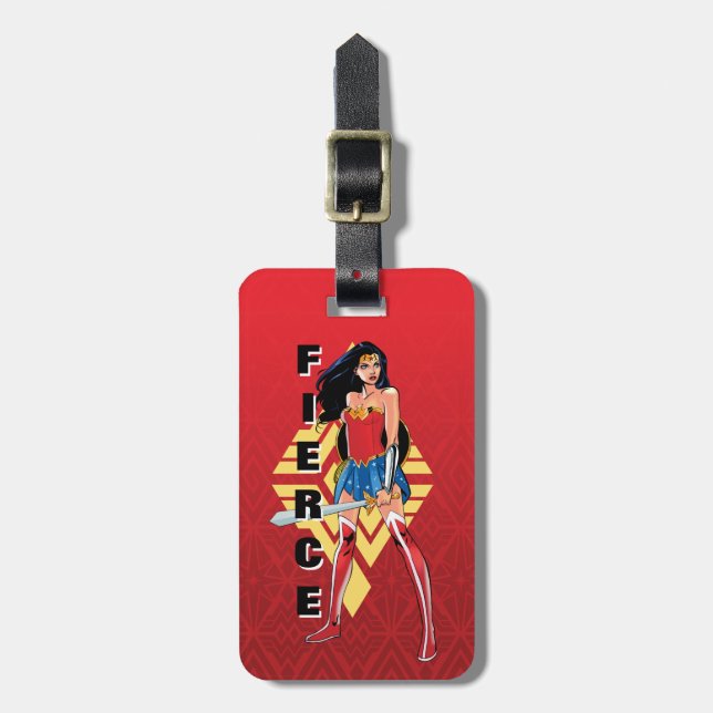 Etiqueta Para Maletas Wonder Woman With Sword - Fierce (Frente Vertical)