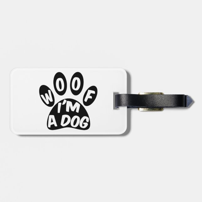 Etiqueta Para Maletas Woof I'm A Dog (Atrás Horizontal)