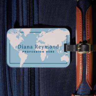 Etiqueta Para Maletas World Map Elegant Light Blue