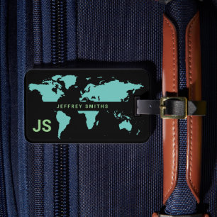 Etiqueta Para Maletas World Map International Travel Blue