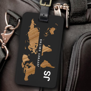 Etiqueta Para Maletas World Map International Travel Identifier Black