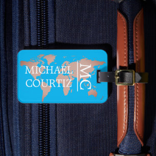 Etiqueta Para Maletas World Traveler map metalizado Personalización Mono