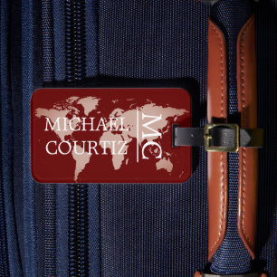 Etiqueta Para Maletas World Traveler map metalizado Personalización Mono