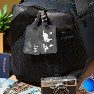 Etiqueta Para Maletas World Traveller Map Grayish Name Lumaletas Tag