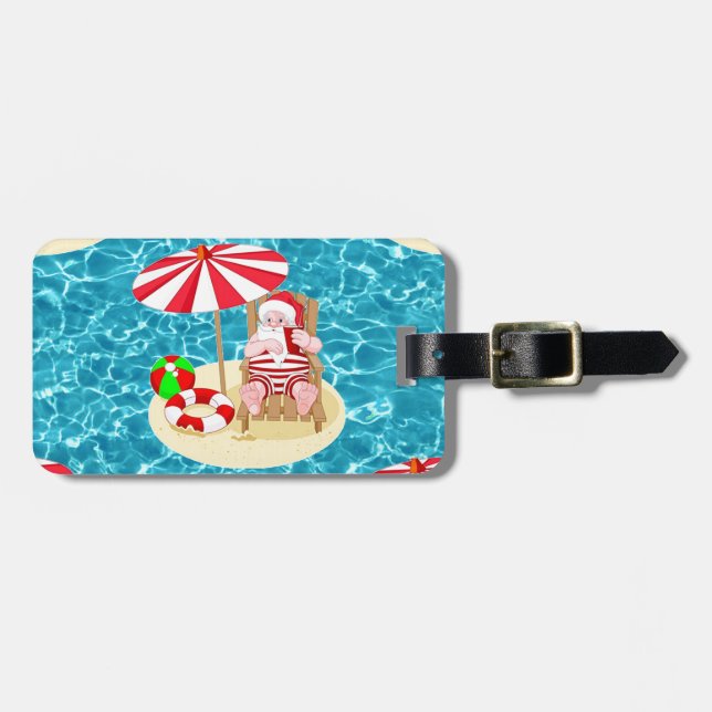Etiqueta Para Maletas xmas beach santa claus (Frente Horizontal)