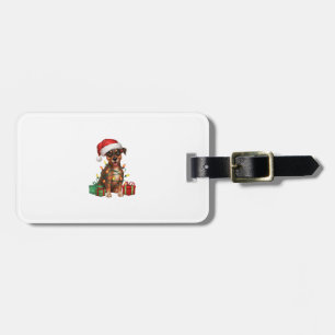 Etiqueta Para Maletas Xmas Iluminación Santa Hat Miniatura Pinscher Dog