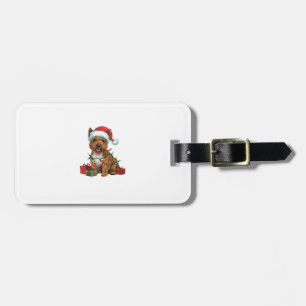 Etiqueta Para Maletas Xmas Iluminando Santa Hat Cairn Terrier Dog Christ