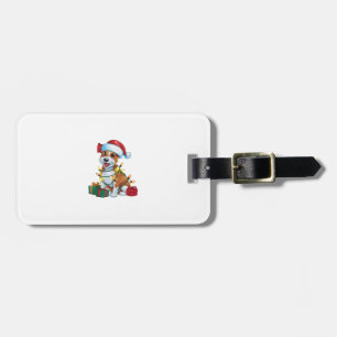 Etiqueta Para Maletas Xmas Iluminando Santa Hat Cardigan Corgi Dog C
