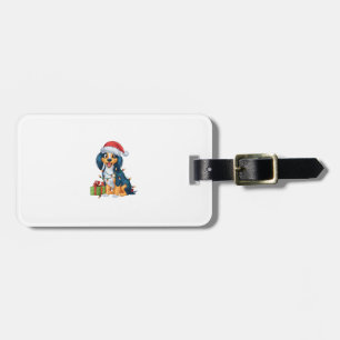 Etiqueta Para Maletas Xmas Iluminando Santa Hat Kooikerhondje Perro Chri