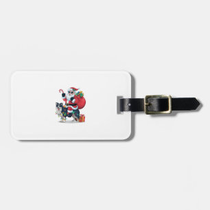 Etiqueta Para Maletas Xmas Iluminando Santa Riding Border Collie Dog Chr