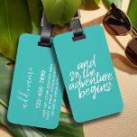 Etiqueta Para Maletas Y así comienza la aventura - puede editar color<br><div class="desc">¡La aventura espera! Esto se puede usar para cualquier graduado o reunión: escuela secundaria,  universidad,  posgrado,  enfermería,  escuela de medicina o incluso escuela de comercio.</div>
