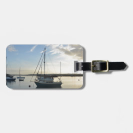 Etiqueta Para Maletas Yate amarrado en el amanecer