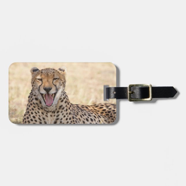 Etiqueta Para Maletas Yawning Cheetah (Frente Horizontal)