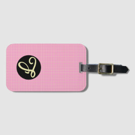 Etiqueta Para Maletas Yellow Cell Pink Plaid Pattern Modern Elegant