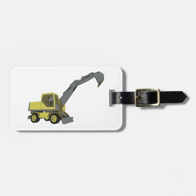 Etiqueta Para Maletas Yellow Excavator Construction Machinery (Frente Horizontal)