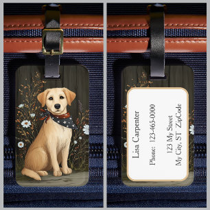 Etiqueta Para Maletas Yellow Lab Patriotic Cute Dog Labrador Recuperador