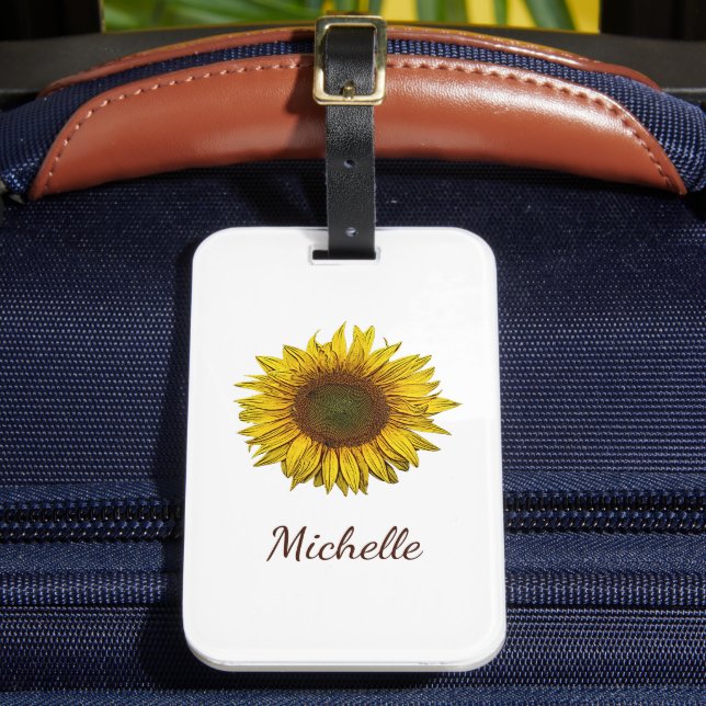 Etiqueta Para Maletas Yellow Sunflower Boho Botanical Personalized  (Anverso In situ 2)