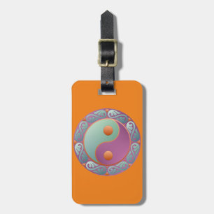 Etiqueta Para Maletas Yin Yang Medallion Violet Turquoise