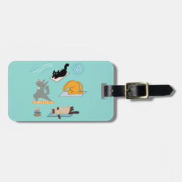 Etiqueta Para Maletas Yoga Divertido con Gatos