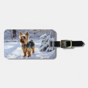 Etiqueta Para Maletas Yorkshire Terrier Let It Snow Navidades