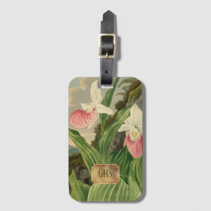 Etiqueta Para Maletas Zapato de Dama Rosa Floral Vintage Orquídea Monogr