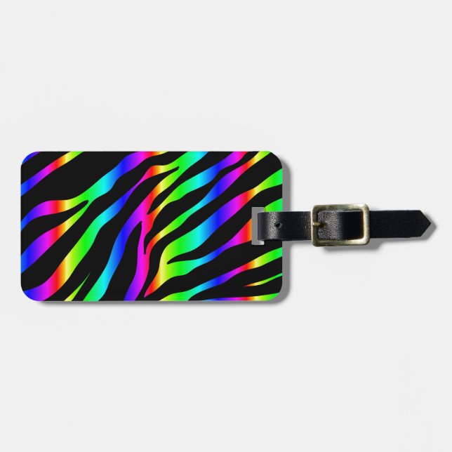 Etiqueta Para Maletas zebra arco iris (Frente Horizontal)
