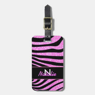 ETIQUETA PARA MALETAS ZEBRA NEGRO NEGRO NEGRO DENOMINAR PURPURINA VERDE 