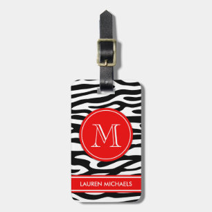 Etiqueta Para Maletas Zebra rayas personalizadas nombre monograma