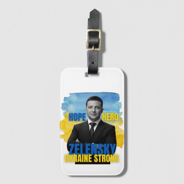 Etiqueta Para Maletas Zelensky Hope Hero Ukraine Strong   (Anverso vertical)