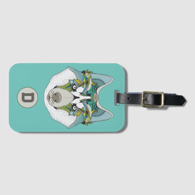 Etiqueta Para Maletas Zenart estampado Husky Dog Blue Husky Face (Anverso horizontal)