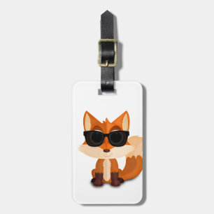 Etiqueta Para Maletas Zorro Genial con Gafas de Sol Diseño de Dibujos An
