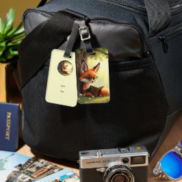 Etiqueta Para Maletas Zorro lindo leyendo un libro, personalizado