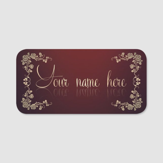 Etiqueta para nombre clásica con rosas (Anverso)