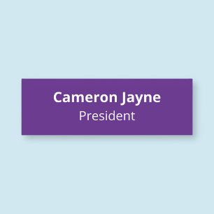 Etiqueta Para Nombres 3x1 Purple Nametag Business Magnetic o Pin de segu