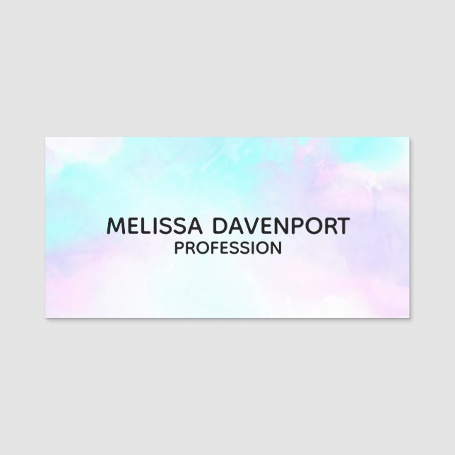 Etiqueta Para Nombres Abstracto moderno Pastel azul y morado acuarela (Anverso)
