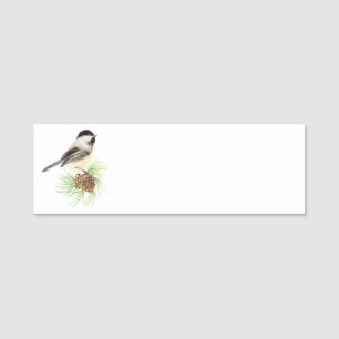 Etiqueta Para Nombres Acuarela Cute Chickadee Ave Naturaleza animal arte