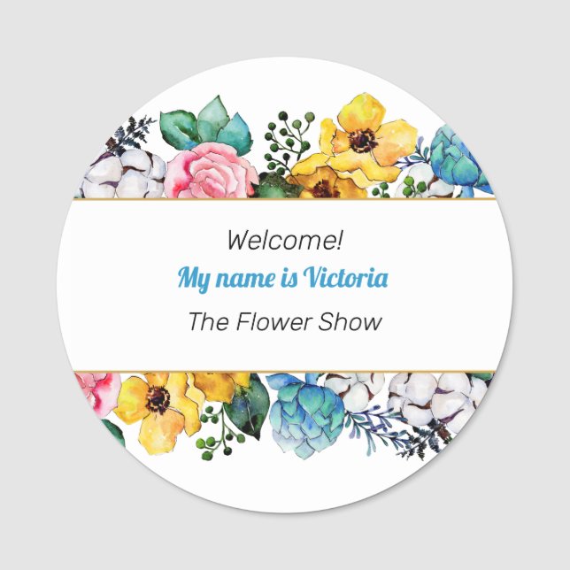 Etiqueta Para Nombres Acuarelas florales (Anverso)