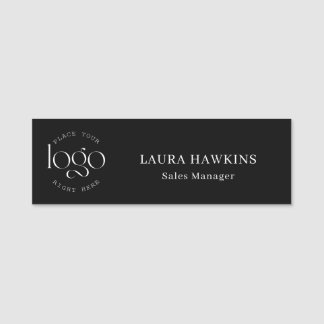 Etiqueta Para Nombres Add You Logo Custom Business Black Name Tag