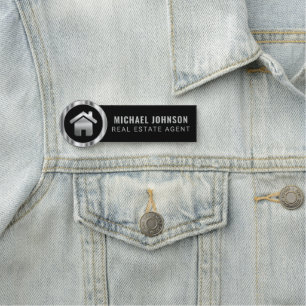 Etiqueta Para Nombres Agente inmobiliario - Negro y Plata