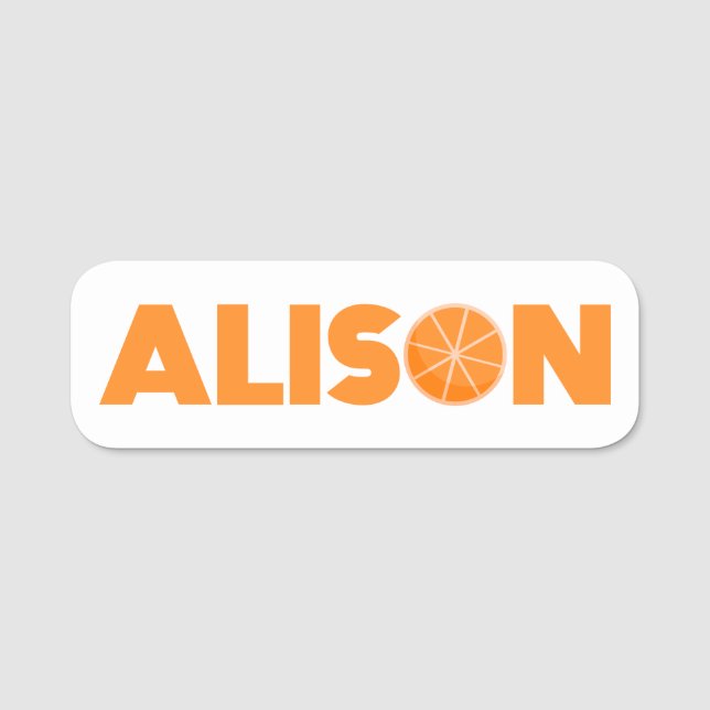Etiqueta Para Nombres Alison Naranja (Anverso)