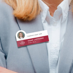 Etiqueta Para Nombres Añadir foto con logotipo Elegante empresa blanca r