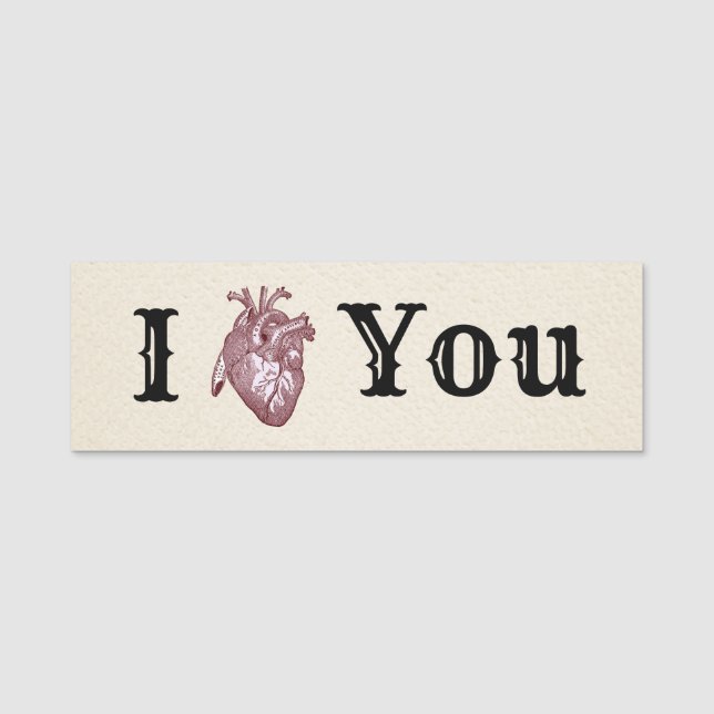 Etiqueta Para Nombres Antique I Heart You (Anverso)