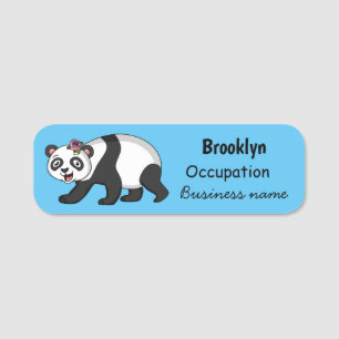 Etiqueta Para Nombres Aoso panda alegre y lindo con personalizado de flo