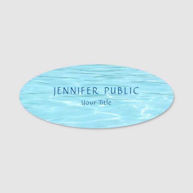 Etiqueta Para Nombres Aqua Elegante Plantilla Moderna Naturaleza Agua Az (Anverso)