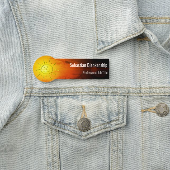 Etiqueta Para Nombres Arte de Sunset brillante sonrisa cara feliz (In situ)