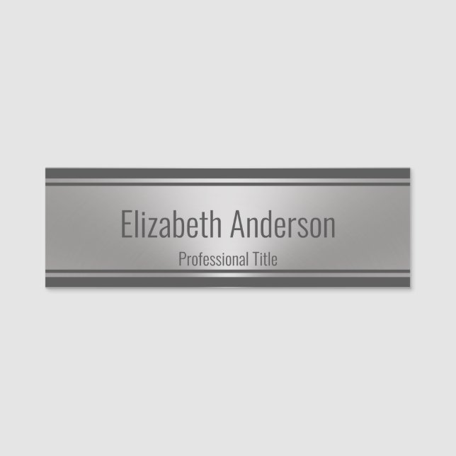 Etiqueta Para Nombres Aspecto moderno y Metalizado con título profesiona (Anverso)